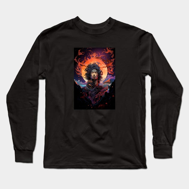 Imperial Inferno, Extraterrestrial Warrior Prince with Solar Power Long Sleeve T-Shirt by Nebula Nexus